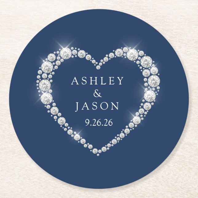 Wedding Heart Round Paper Coaster (Front)