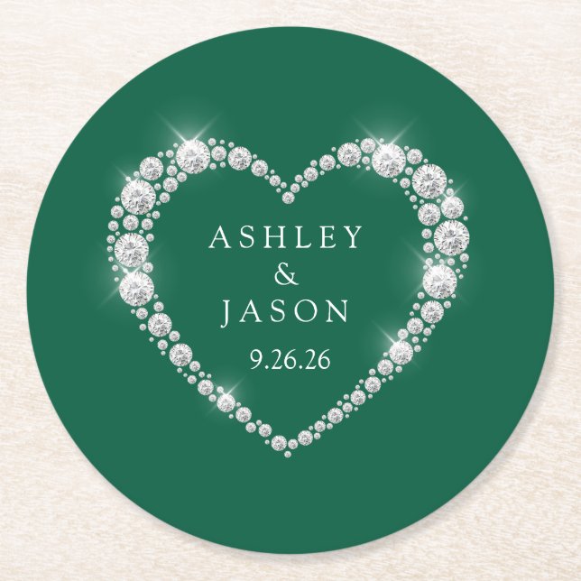 Wedding Heart Round Paper Coaster (Front)