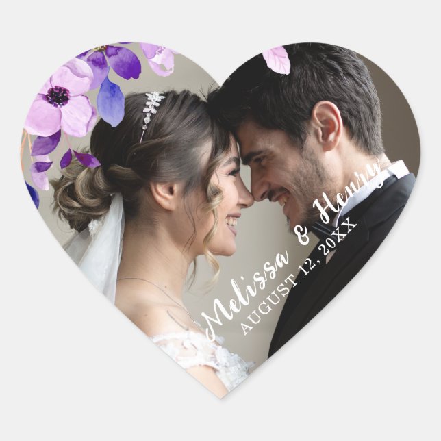 Wedding Heart Shape Photo Sticker (Front)