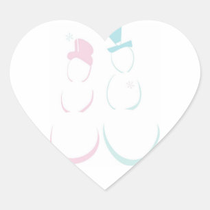 Wedding Heart Snowman Woman Couple Winter Weddings Heart Sticker