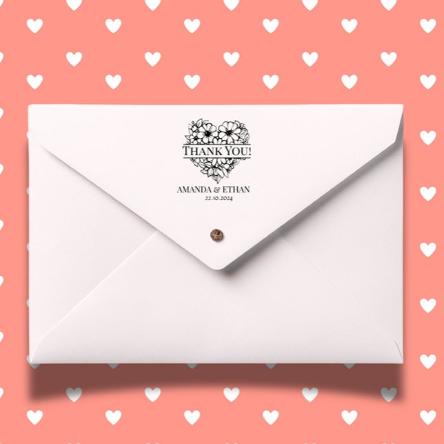 Wedding  Heart  Thank you Self-inking Stamp (Express heartfelt gratitude with our Wedding Heart Thank You Self-inking Stamp)