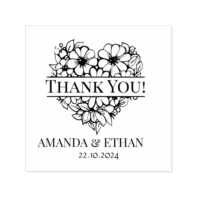 Wedding  Heart  Thank you Self-inking Stamp (Design)