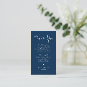 Wedding heartfelt Thank you, Classy Navy Blue Enclosure Card