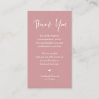 Wedding heartfelt Thank you, Pastel Dusty Rose