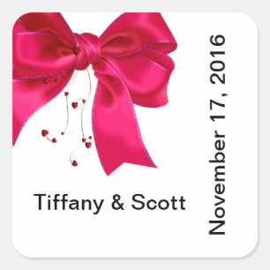 Wedding Hearts and Bows Sticker Template
