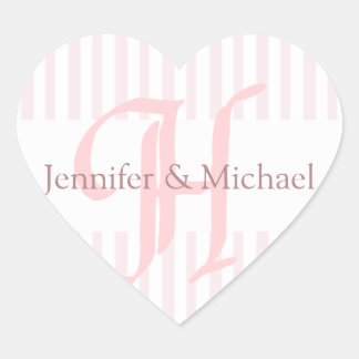 Wedding Hearts Bride And Groom Monogram Letter H Heart Sticker