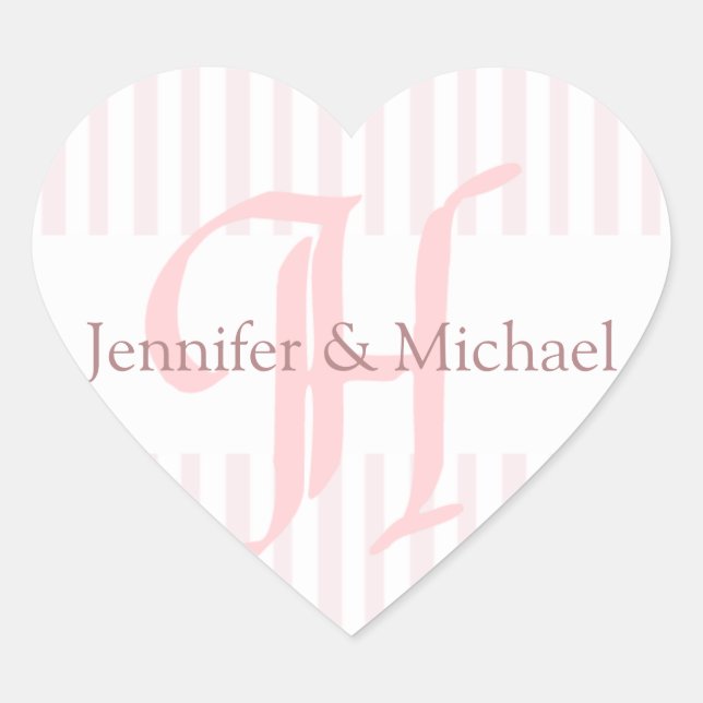 Wedding Hearts Bride And Groom Monogram Letter H Heart Sticker (Front)