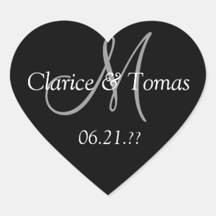 Wedding Hearts Custom Personalised Monogram Heart Sticker