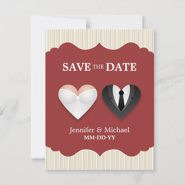 Wedding Hearts - Funny Save the Date invitation (Front)