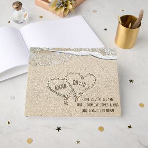 Wedding Hearts In Sand with Names Guest Book