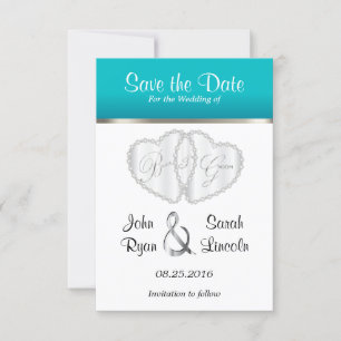 Wedding Hearts in Turquoise - Save the Date