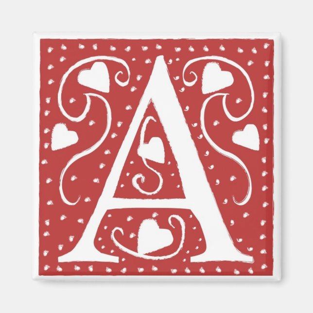 Wedding Hearts Letter A Magnet (Front)
