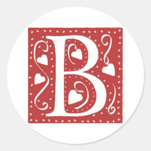 Wedding Hearts Letter B Classic Round Sticker