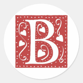Wedding Hearts Letter B Classic Round Sticker