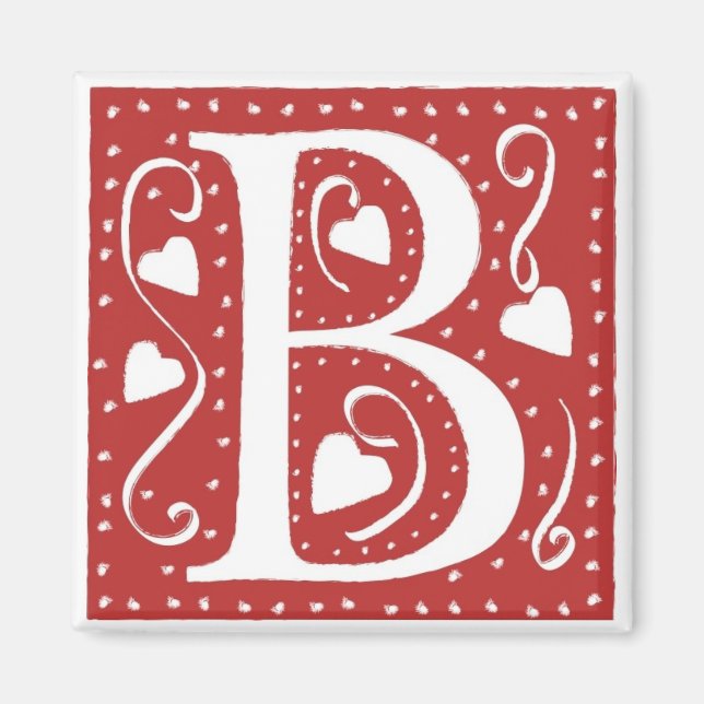 Wedding Hearts Letter B Magnet (Front)