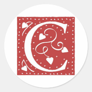 Wedding Hearts Letter Classic Round Sticker