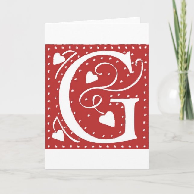 Wedding Hearts Letter G Holiday Card (Front)
