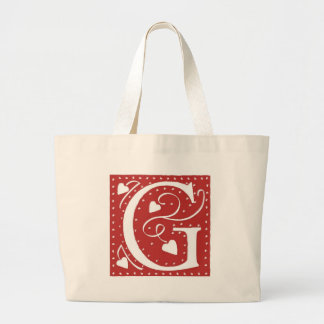Wedding Hearts Letter G Large Tote Bag