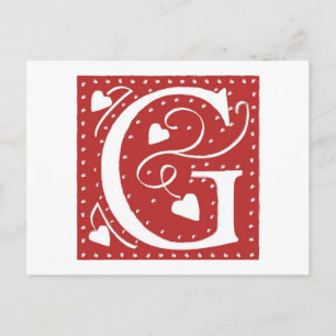 Wedding Hearts Letter G Postcard
