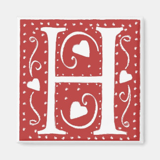 Wedding Hearts Letter H Magnet