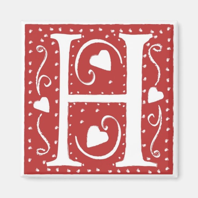 Wedding Hearts Letter H Magnet (Front)