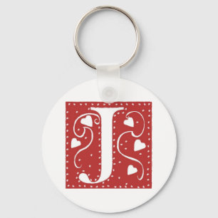 Wedding Hearts Letter J Key Ring