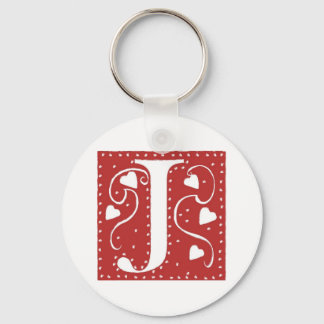 Wedding Hearts Letter J Key Ring