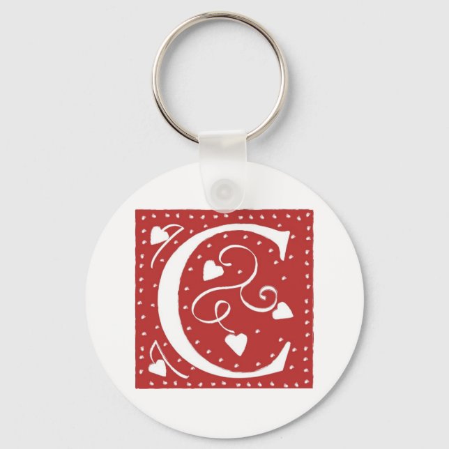 Wedding Hearts Letter Key Ring (Front)