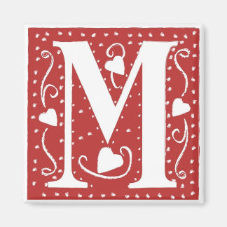 Wedding Hearts Letter M Magnet