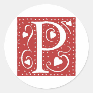 Wedding Hearts Letter P Classic Round Sticker