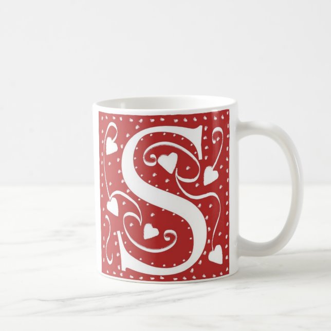 Wedding Hearts Letter S Coffee Mug (Right)