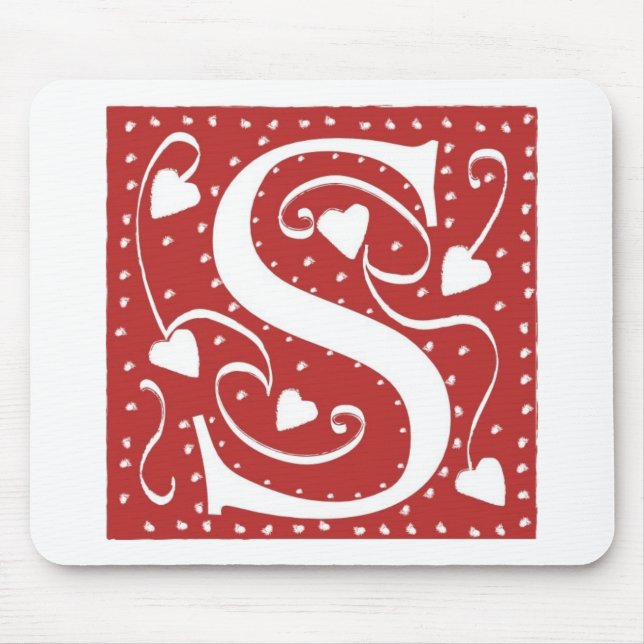 Wedding Hearts Letter S Mouse Mat (Front)