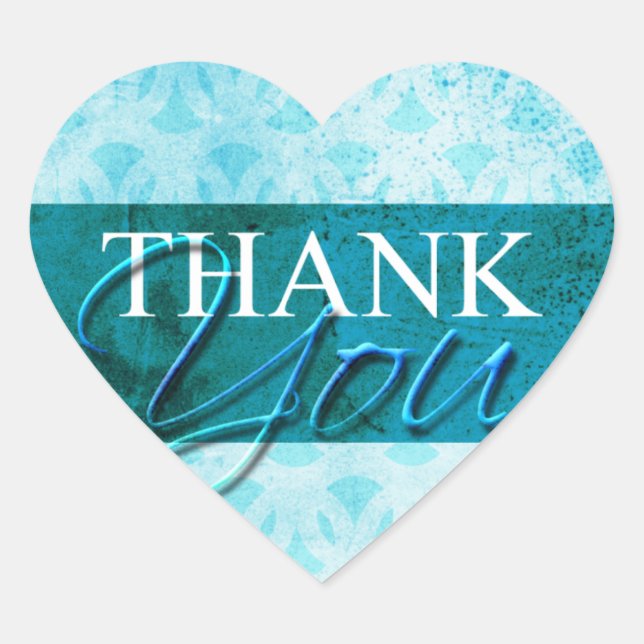 Wedding Hearts Light Blue Thank You Envelope Label (Front)