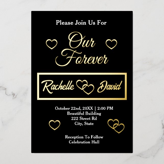 Wedding Hearts Minimalist Elegant Our Forever Gold (Front)