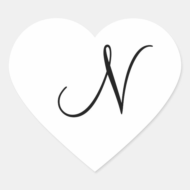 Wedding Hearts Monogram N Wedding Seal Sticker (Front)
