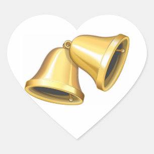 Wedding Hearts Two Gold Bells Wedding Hearts Heart Sticker