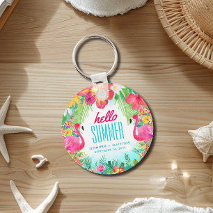 Wedding "Hello Summer" Tropical Bridal Party Favou Key Ring