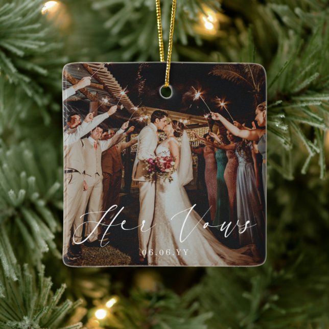 Wedding Her Vows Photo Keepsake Ceramic Ornament (Tree)