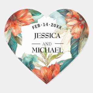 💗 Wedding Hibiscus Serenade Paradise Heart Sticker