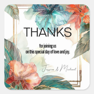 💗 Wedding Hibiscus Serenade Paradise Square Sticker