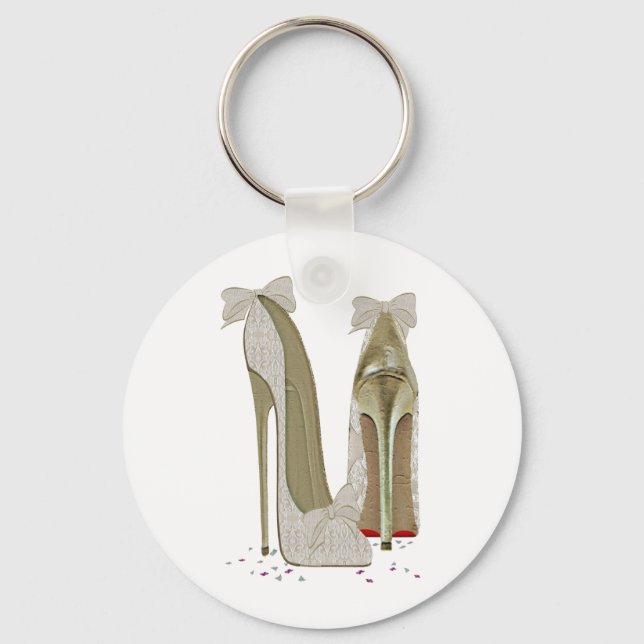 Wedding High Heels Art Key Ring (Front)