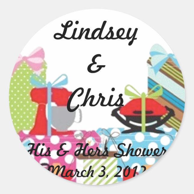 Wedding His & Hers Shower Sticker Personalised (Front)