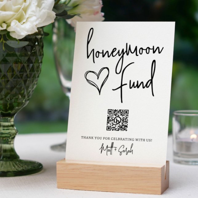 Wedding Honeymoom Fund With QR Code Sign (Creator Uploaded)