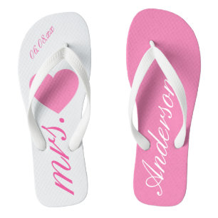 Wedding Honeymoon Bridal Pink Flip Flops