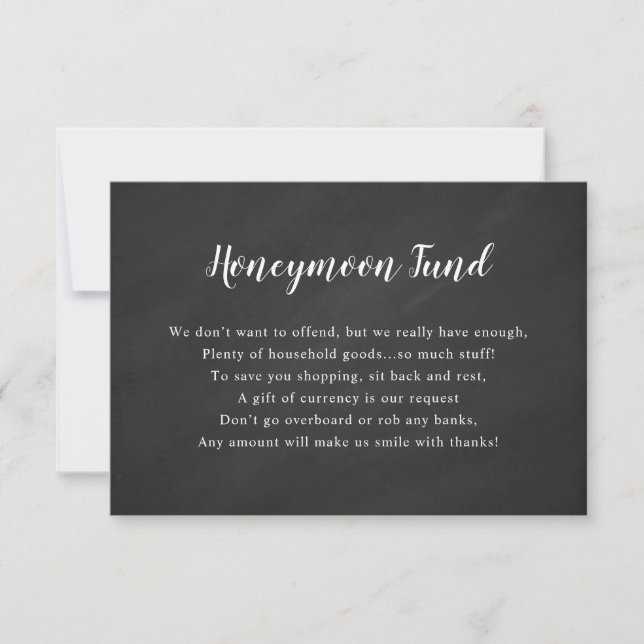 Wedding Honeymoon card | chalkboard (Front)