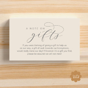 Wedding Honeymoon Fund, A Note on Gifts Enclosure Card