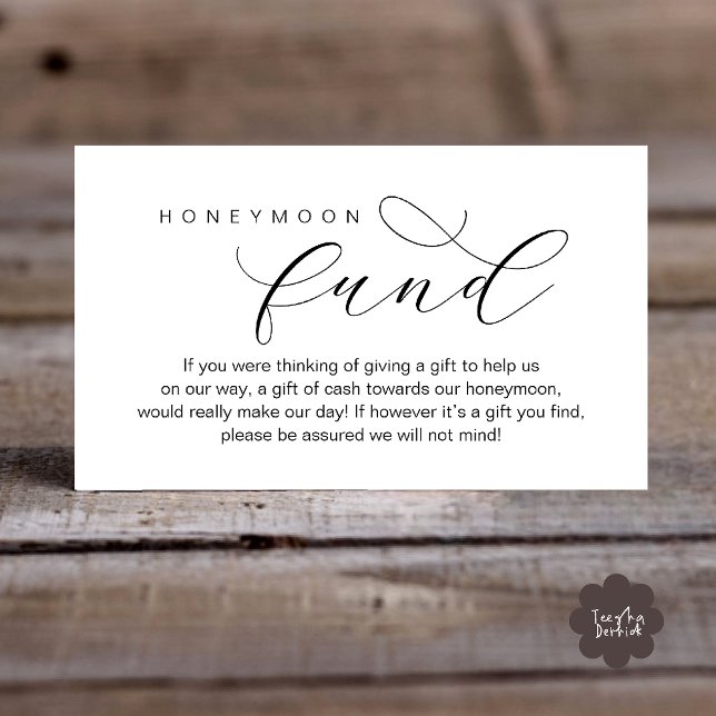 Wedding Honeymoon Fund, A Note on Gifts Enclosure Card (Wedding Honeymoon Fund, A Note on Gifts, Wish, Cash, Modern Minimal Enclosure Card in Black White)