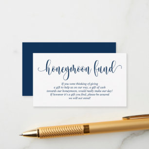 Wedding Honeymoon Fund and Wish, Modern Navy Blue Enclosure Card