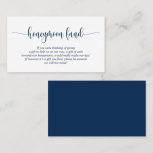 Wedding Honeymoon Fund and Wish, Modern Navy Blue Enclosure Card