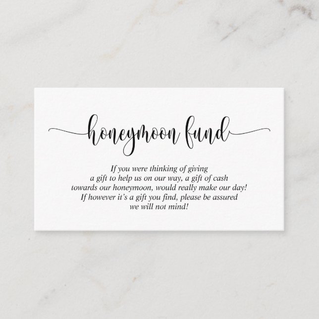 Wedding Honeymoon Fund and Wish, Modern Script Enclosure Card (Front)